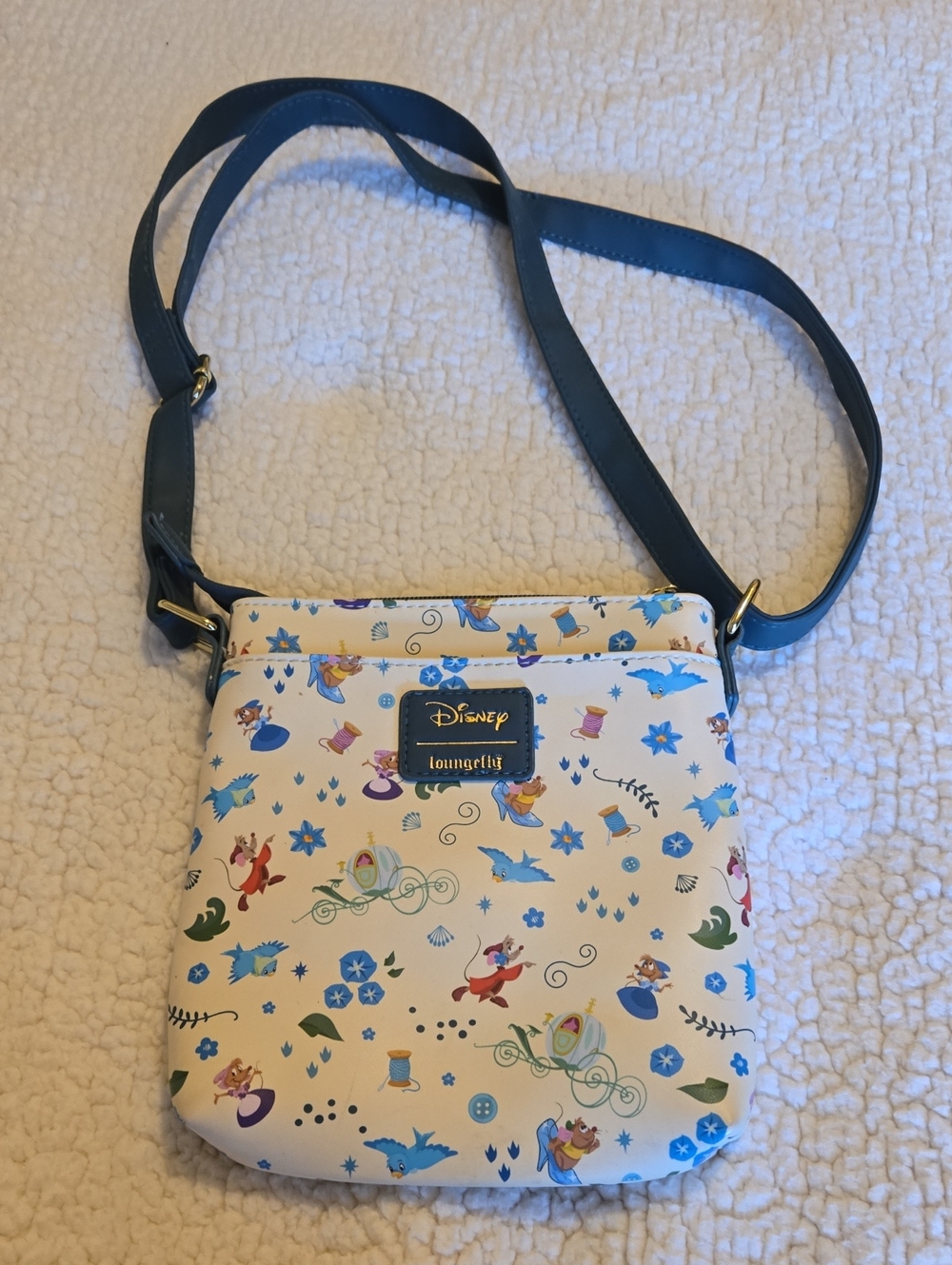 Loungefly Disney Cream Crossbody Bag with Blue Strap